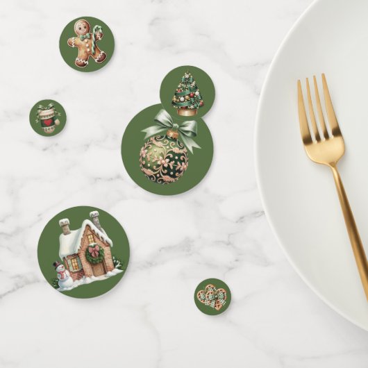 CUTE GREEN HOLIDAY CHRISTMAS PLAID THEME KONFETTI (Gruppe)