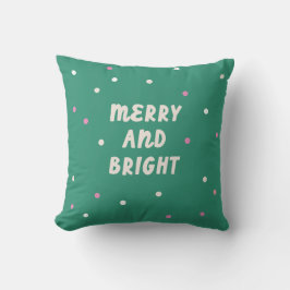 Cute Green Merry & Bright Confetti Christmas Kissen