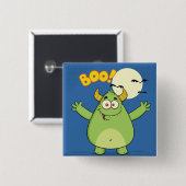 Cute Green Monster Halloween Boo Button (Vorne & Hinten)