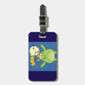 Cute Green Monster Halloween Boo Gepäckanhänger (Vorderseite vertikal)