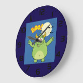 Cute Green Monster Halloween Boo Große Wanduhr (Winkel)
