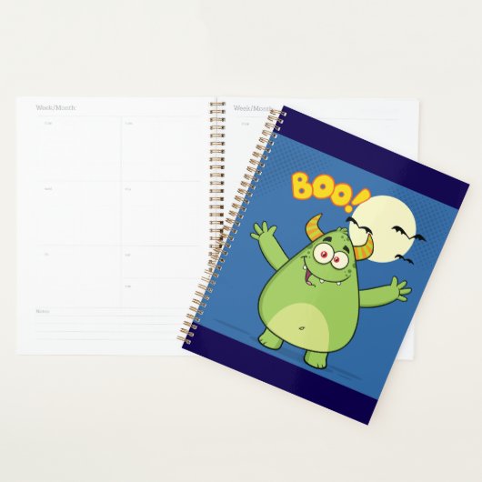 Cute Green Monster Halloween Boo Planer (Anzeige)