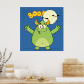 Cute Green Monster Halloween Boo Poster (Küche)