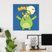 Cute Green Monster Halloween Boo Poster (Heimbüro)