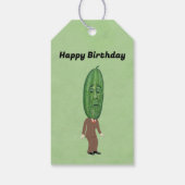 Cute Green Pickle Head Man With Face Suit Birthday Geschenkanhänger (Rückseite)