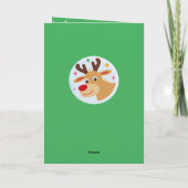 Cute Green Reindeer Kid`s Name Merry Christmas Karte (Rückseite)