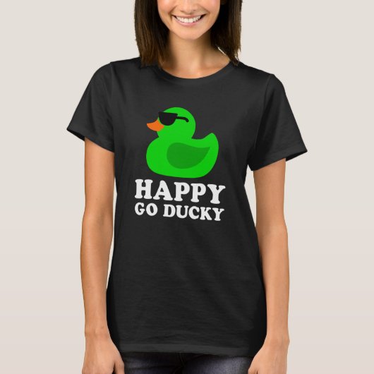Cute Green Rubber Duck Sunglasses Lucky Go Ducky   T-Shirt (Vorderseite)