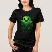 Cute Green Slime Ghost Halloween Art Tri-Blend Shirt (Vorderseite)