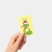 Cute green snake with santa hat cartoon ausweis (Handheld)