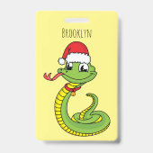 Cute green snake with santa hat cartoon ausweis (Rückseite)
