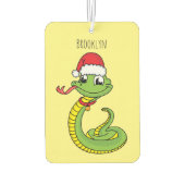 Cute green snake with santa hat cartoon autolufterfrischer (Rückseite)