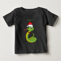 Cute green snake with santa hat cartoon