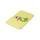 Cute green snake with santa hat cartoon badematte (Schrägansicht)