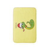 Cute green snake with santa hat cartoon badematte (Vorderseite Vertikal)