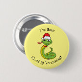 Cute green snake with santa hat cartoon button (Vorne & Hinten)