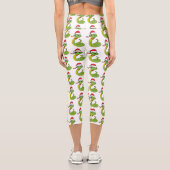 Cute green snake with santa hat cartoon capri leggings (Rückseite)