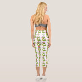 Cute green snake with santa hat cartoon capri leggings (Rückseite)