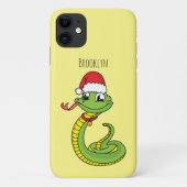 Cute green snake with santa hat cartoon Case-Mate iPhone hülle (Rückseite)