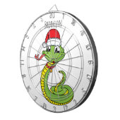 Cute green snake with santa hat cartoon dartscheibe (Vorderseite rechts)