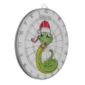 Cute green snake with santa hat cartoon dartscheibe (Vorderseite Links)