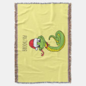 Cute green snake with santa hat cartoon decke (Vorderseite Vertikal)