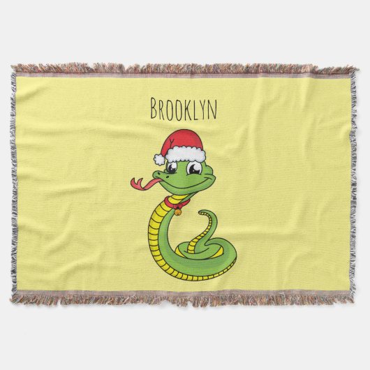 Cute green snake with santa hat cartoon decke (Vorderseite)