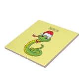 Cute green snake with santa hat cartoon fliese (Seite)