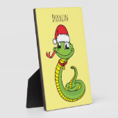 Cute green snake with santa hat cartoon fotoplatte (Seite)