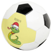 Cute green snake with santa hat cartoon fußball (Dreiviertel)