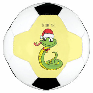 Cute green snake with santa hat cartoon fußball