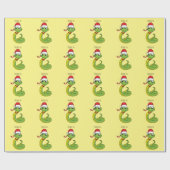 Cute green snake with santa hat cartoon geschenkpapier (Flach)