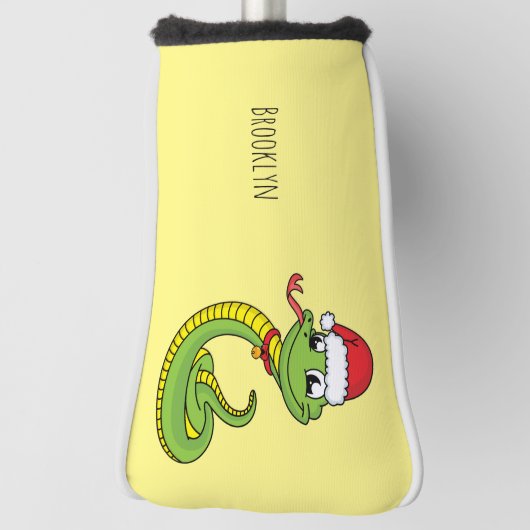 Cute green snake with santa hat cartoon golf headcover (Rotieren 90)