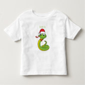 Cute green snake with santa hat cartoon kleinkind t-shirt (Vorderseite)