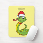 Cute green snake with santa hat cartoon mousepad (Mit Mouse)