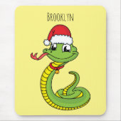 Cute green snake with santa hat cartoon mousepad (Vorne)
