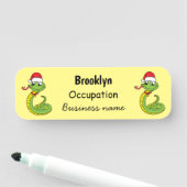 Cute green snake with santa hat cartoon namensschild (Beispiel)