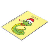 Cute green snake with santa hat cartoon notizblock (Linke Seite)