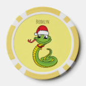 Cute green snake with santa hat cartoon pokerchips (Rückseite)