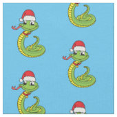 Cute green snake with santa hat cartoon stoff (Nahaufnahme)