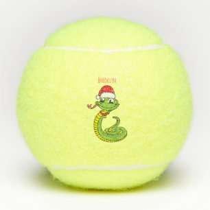 Cute green snake with santa hat cartoon tennisbälle