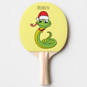 Cute green snake with santa hat cartoon tischtennis schläger