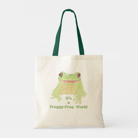 Cute Green Tree Frog - Transp. Froggy-Frog Text. Tragetasche (Rückseite)