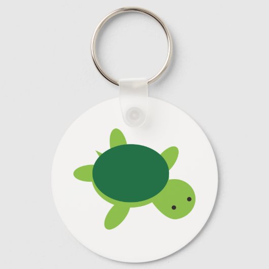 Cute Green Turtle Button Keychain Schlüsselanhänger (Vorderseite)