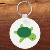 Cute Green Turtle Button Keychain Schlüsselanhänger (Vorderseite)