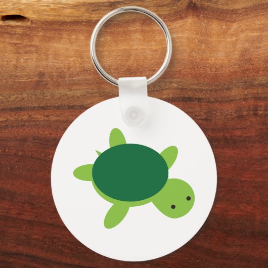 Cute Green Turtle Button Keychain Schlüsselanhänger (Vorderseite)