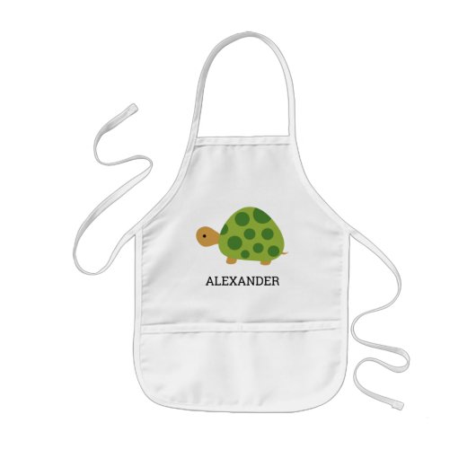Cute Green Turtle Personalized Kinderschürze (Vorne)