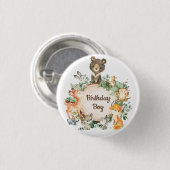 Cute Greenery Woodland Animals Birthday Boy Button (Vorne & Hinten)