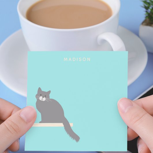 Cute-Grey-Cat-Notizen mit Namen Post-it Klebezettel