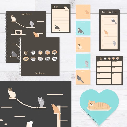 Cute-Grey-Cat-Notizen mit Namen Post-it Klebezettel