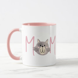 Cute Grey Cat's Mother Blush Pink Mothers Day  Tasse